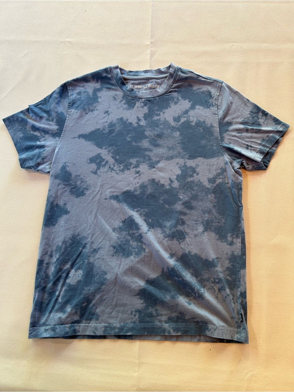 Psycho Bunny Men's Blue Cloud Tie Dye Graphic T-Shirt Medium